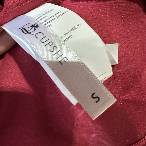 CUPSHE Women's Satin Dress Backless One Shoulder Short Sleeves Midi Sz Small - Picture 8 of 12